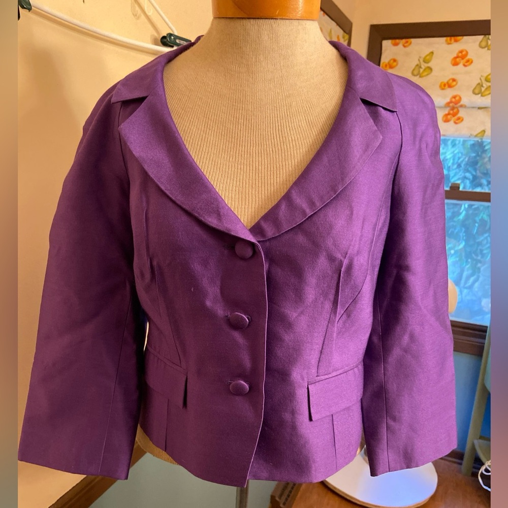 L K Bennett Wool Silk Lined Elegant Purple Women's Jacket US 8 NWT
